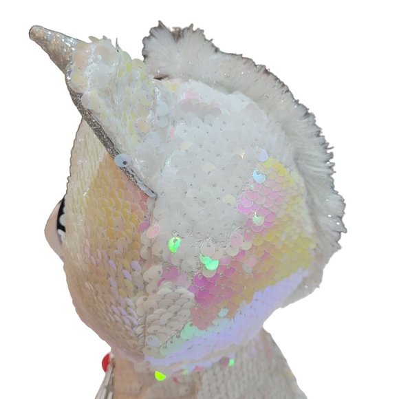 Ty Flippables Unicorn Diamond EUC 10 Inches Tall White Pink Sequins - Picture 5 of 12